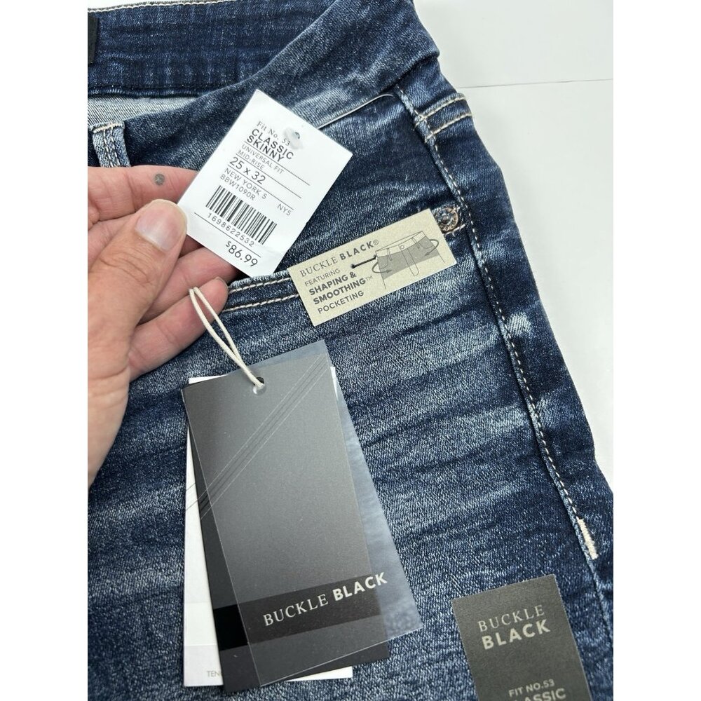 Buckle Black BKE Jeans Womens 25x32 Blue Skinny Fit No 53 Ripped Dark Wash Denim - Picture 9 of 16